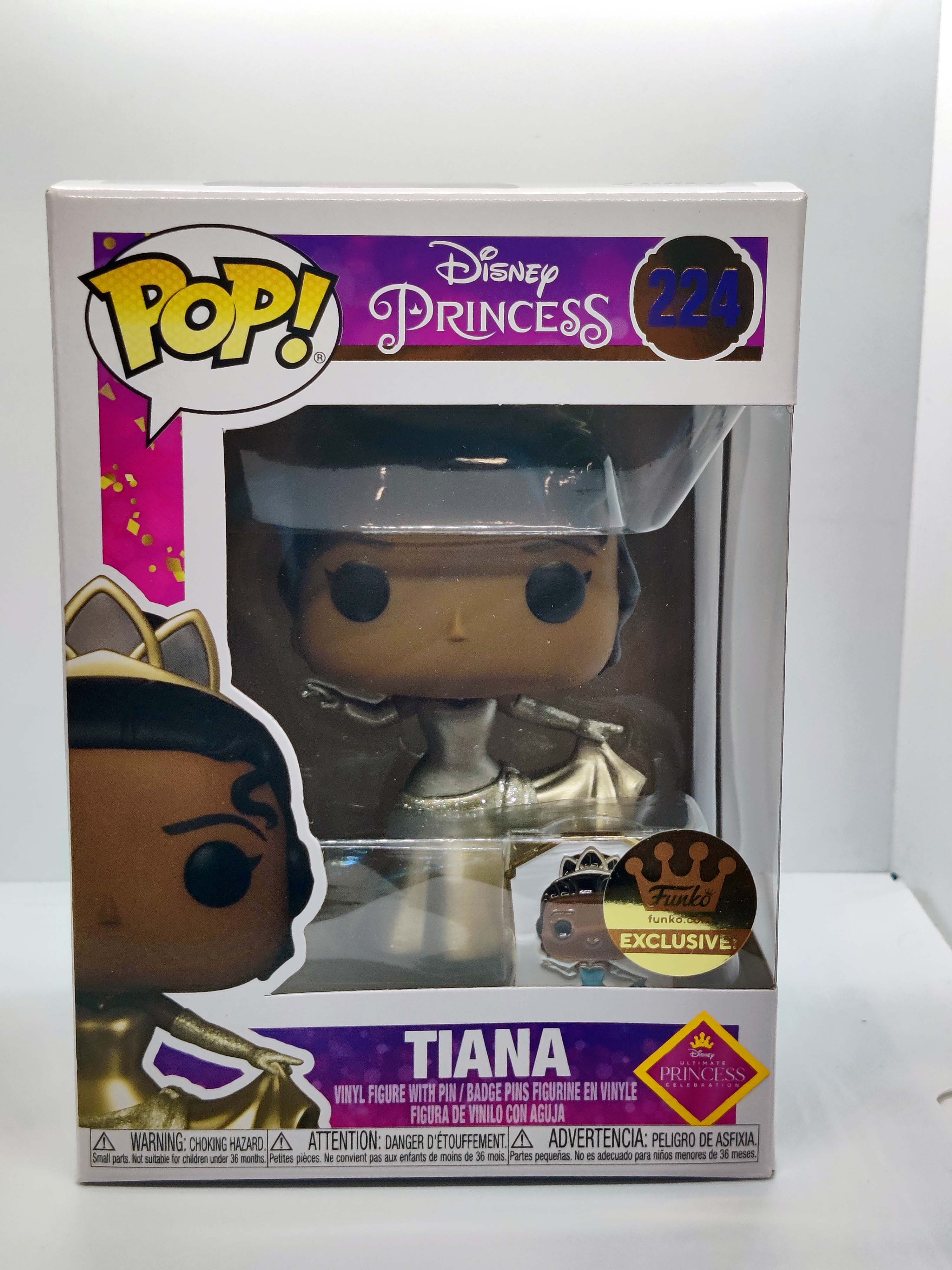 Funko Pop! Disney - Gold Tiana w/ Pin #224 Ultimate Princess Collection Funko Shop Exclusive