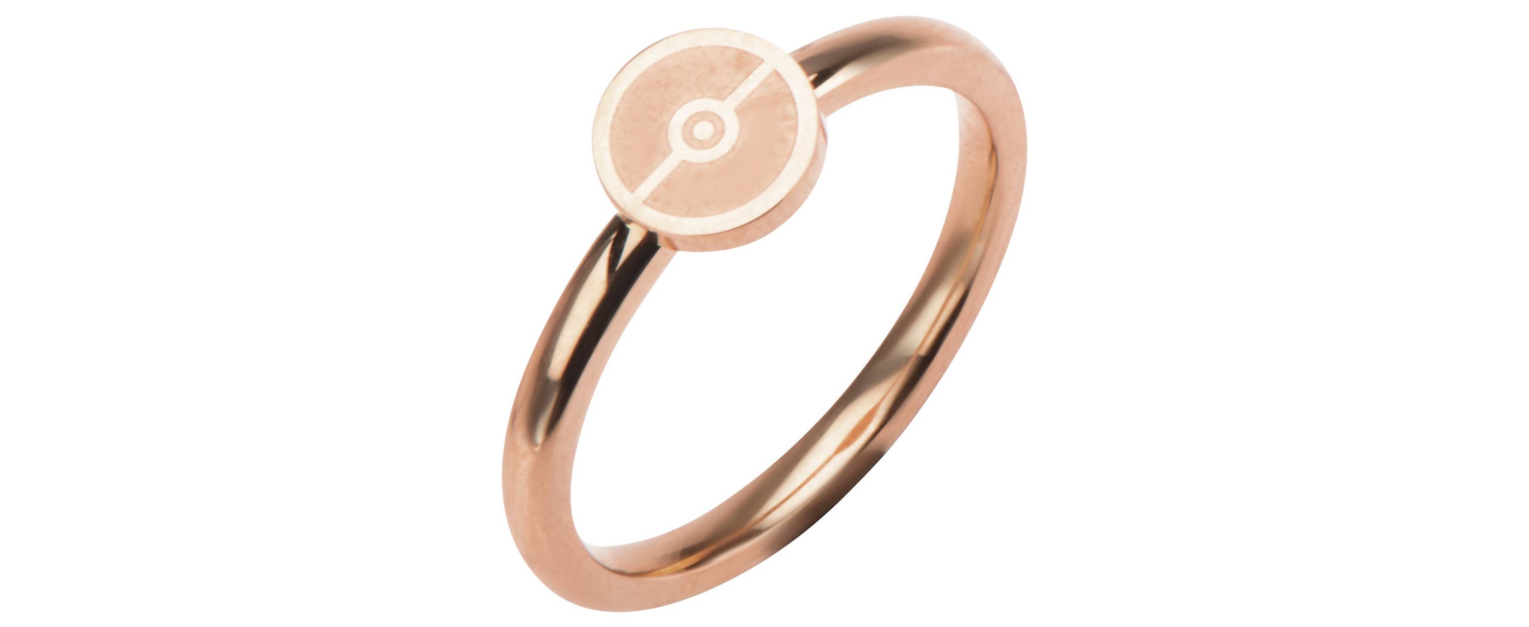 Pokeball Rose Gold-Plated Stainless Steel Ring - Size 8