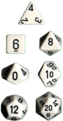 Polyhedral 7-Die Set: Opaque: White/Black