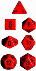 Polyhedral 7-Die Set: Opaque: Red/Black