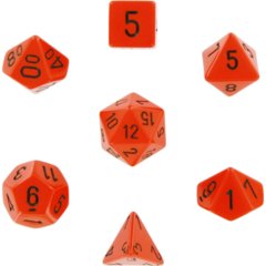 Set of 7 Polyhedral Dice - Opaque Orange & Black