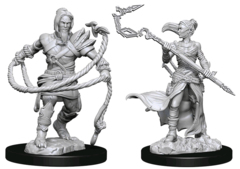 MAGIC THE GATHERING UNPAINTED MINIATURES  -  STONEFORGE MYSTIC & KOR HOOKMASTER (FIGHTER, ROGUE)