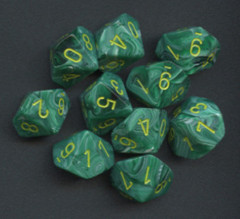 10 Vortex Malachite Green w/yellow D10 dice