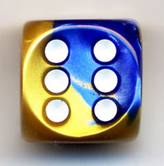 12 Blue-Gold / White Gemini 16mm Dice Block Chx 26622