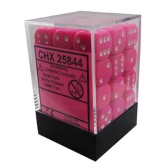 Opaque Pink w/White - 12mm Dice Set (CHX25844)