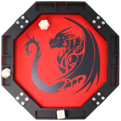 10 inch Padded Hexagon Dice Tray - Red Dragon